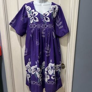 Anthony Richards XL Purple Hawaiian Style Muumuu Dress Tropical Golden Girl